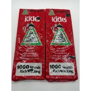 Vintage Icicles Tinsel Strands 18" Long Noel 1000 Strands Christmas Decor 2 Pack